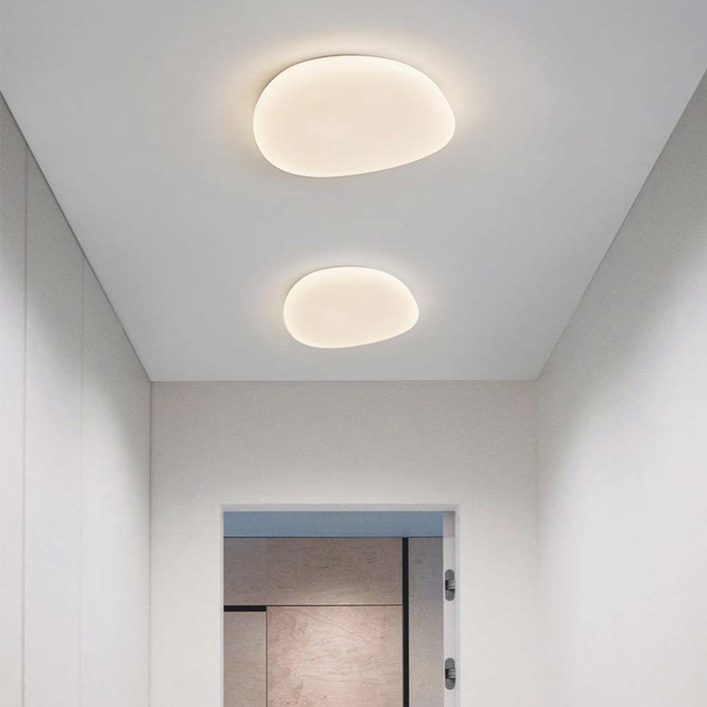 Flush Mount Ceiling Light Unique White Pebble, Acrylic
