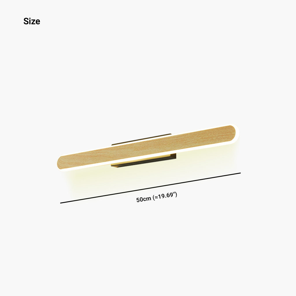 Vanity Wall Lamp LED Mirror Light Minimalist Linear Bar, Wood Effect