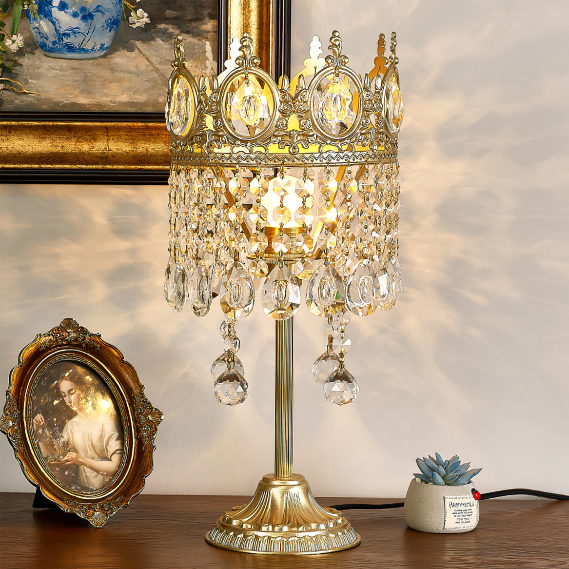 Vintage Crystal Table Lamp