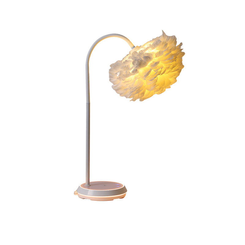 WOMO Dimmable Flexible Feather Night Lamp with Wireless Charger-WM8045