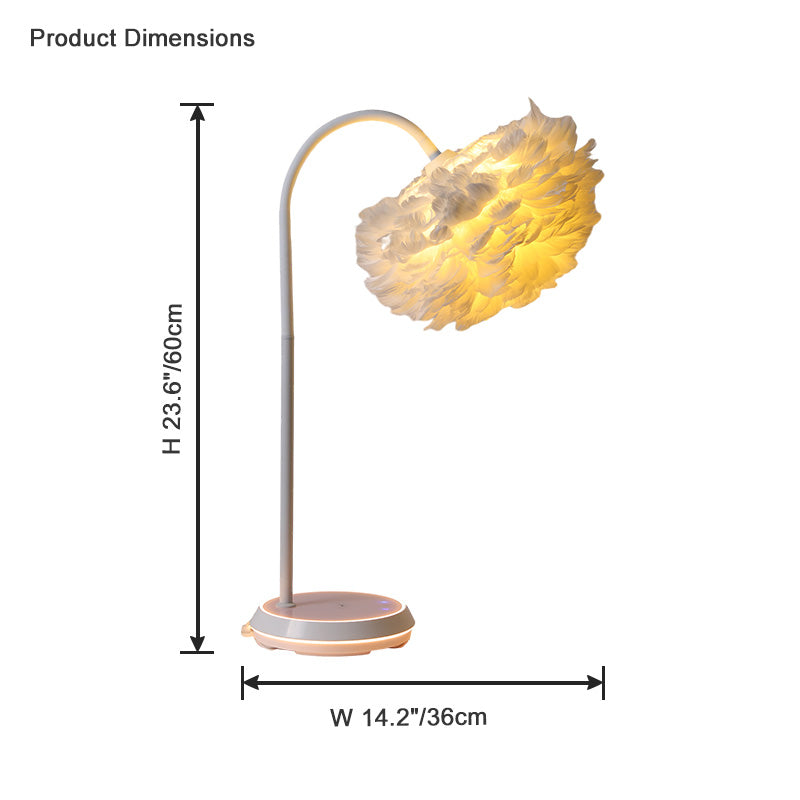WOMO Dimmable Flexible Feather Night Lamp with Wireless Charger-WM8045