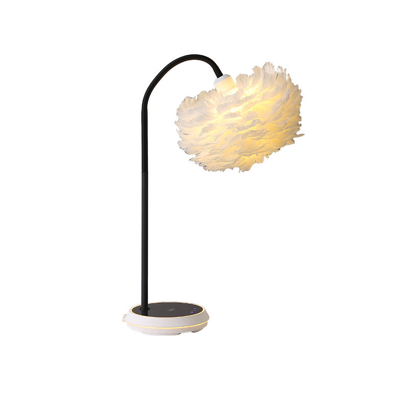 WOMO Dimmable Flexible Feather Night Lamp with Wireless Charger-WM8045