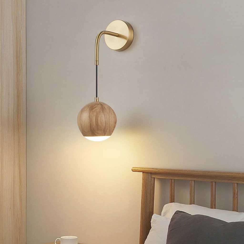 Wall Sconce Light Wooden Globe