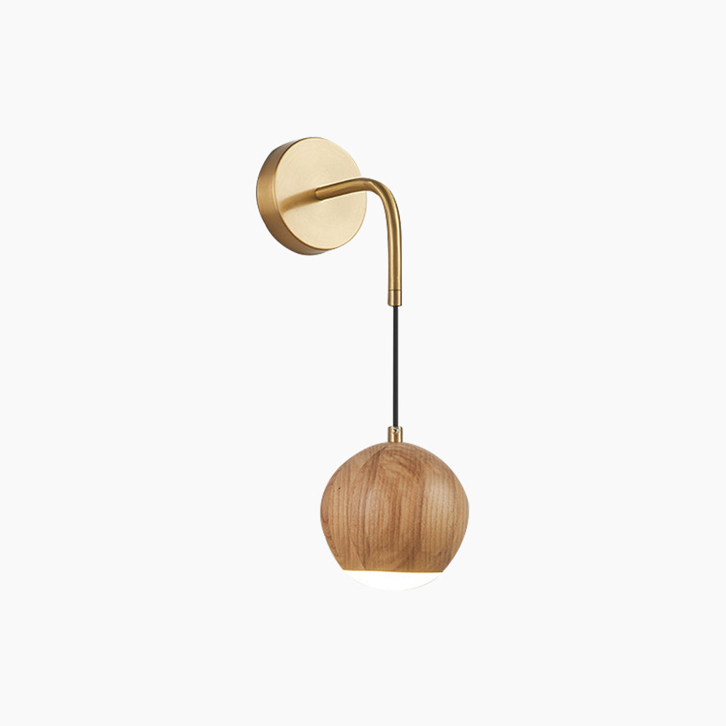 Wall Sconce Light Wooden Globe