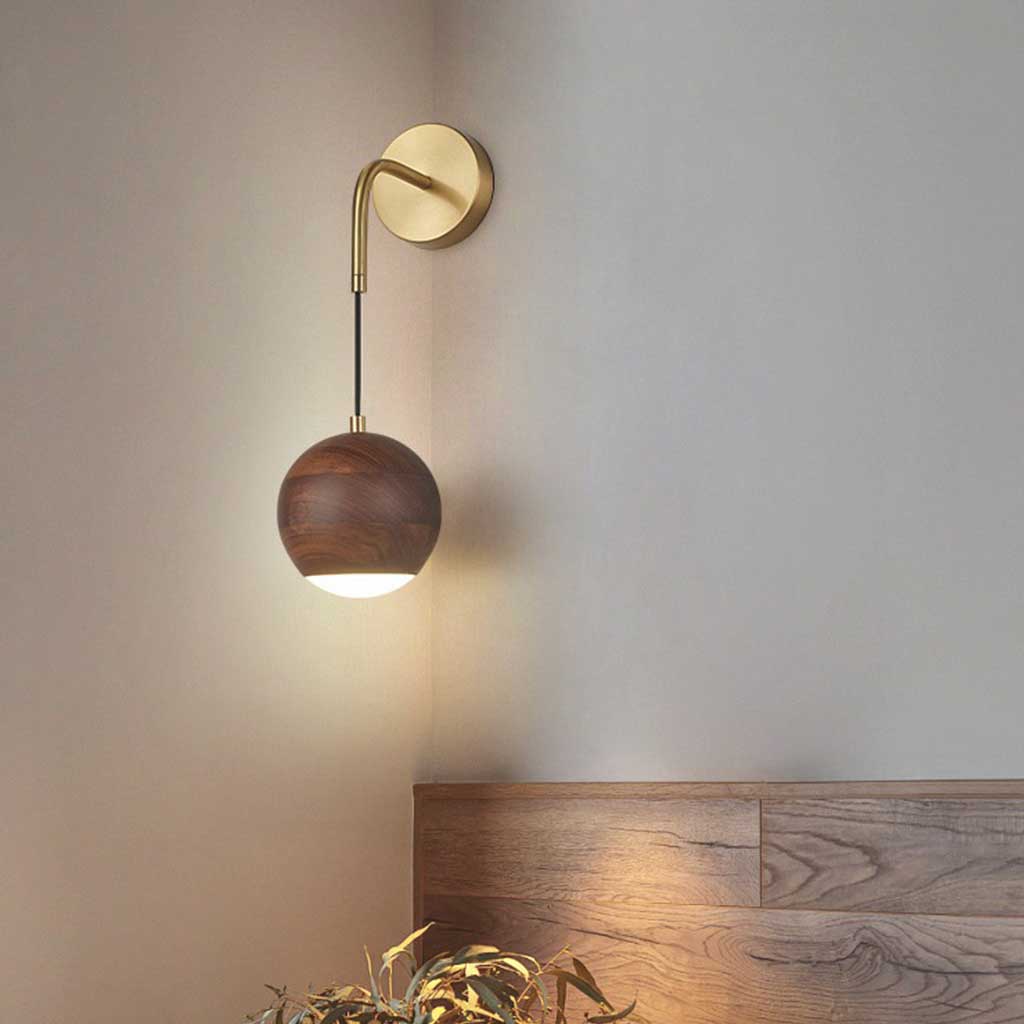 Wall Sconce Light Wooden Globe