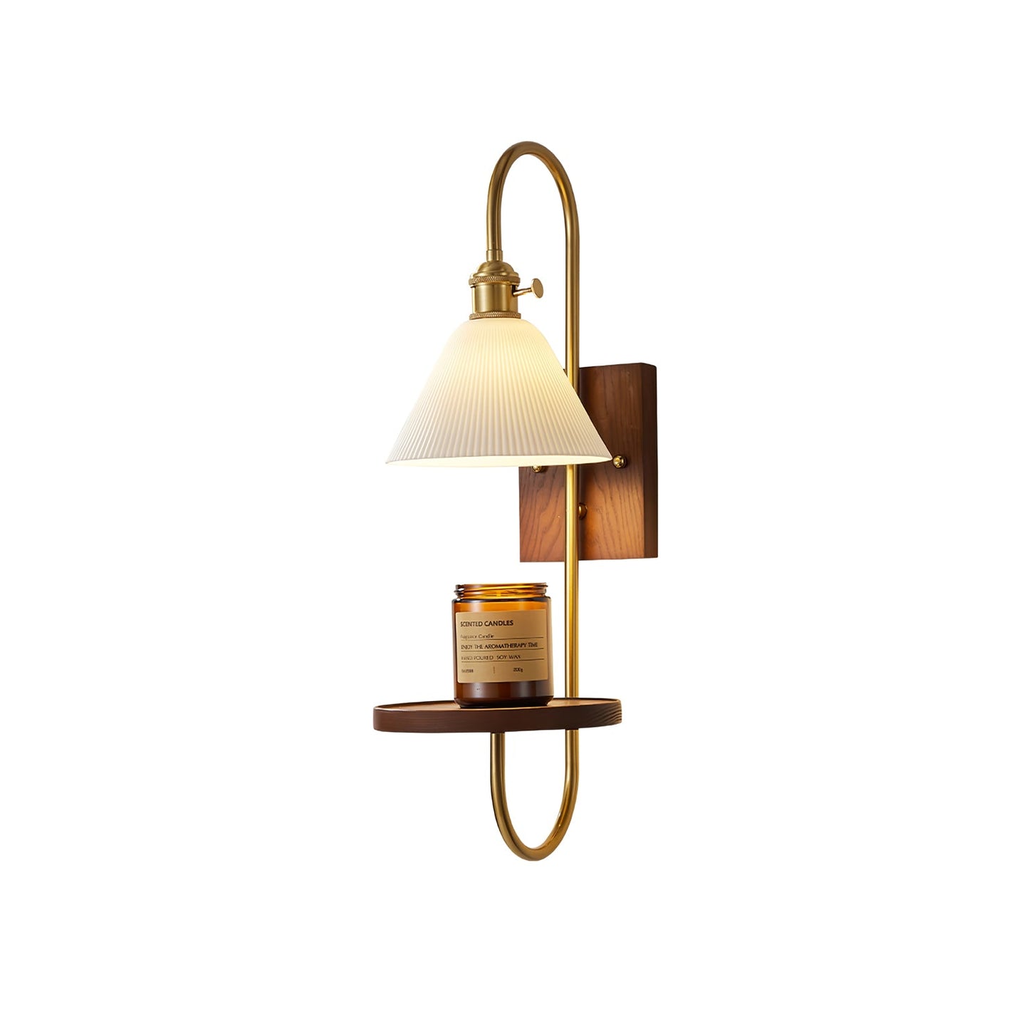 Walnut Shelf Sconce Light Fixture