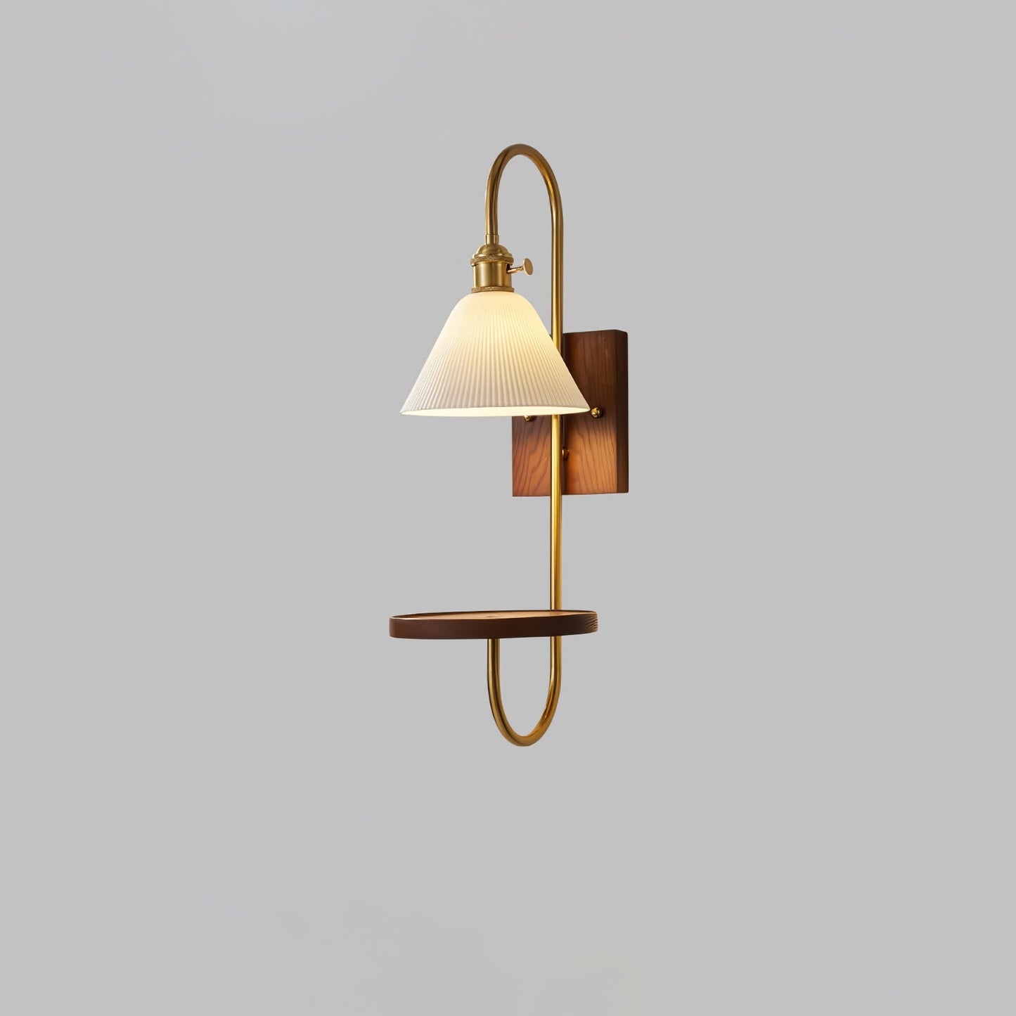 Walnut Shelf Sconce Light Fixture