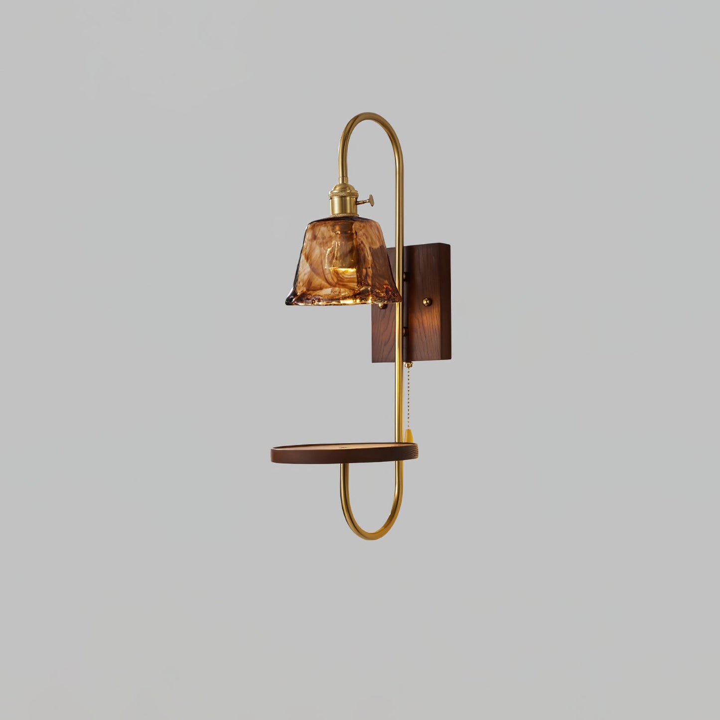 Walnut Shelf Sconce Light Fixture