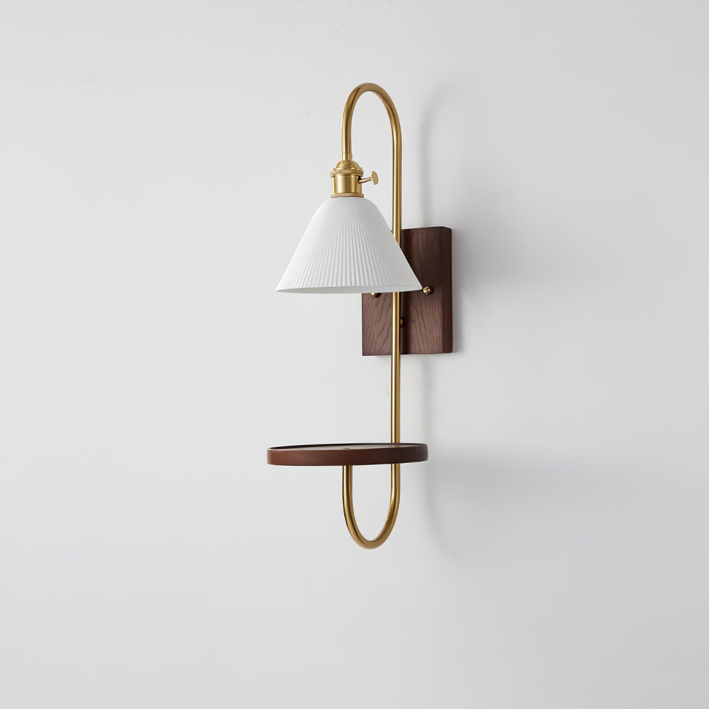 Walnut Shelf Sconce Light Fixture