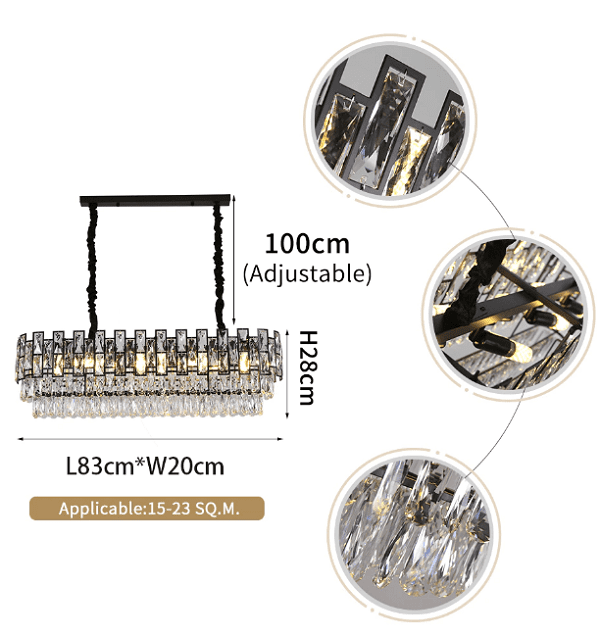 Wellmet Luxury Black Crystal Chandelier