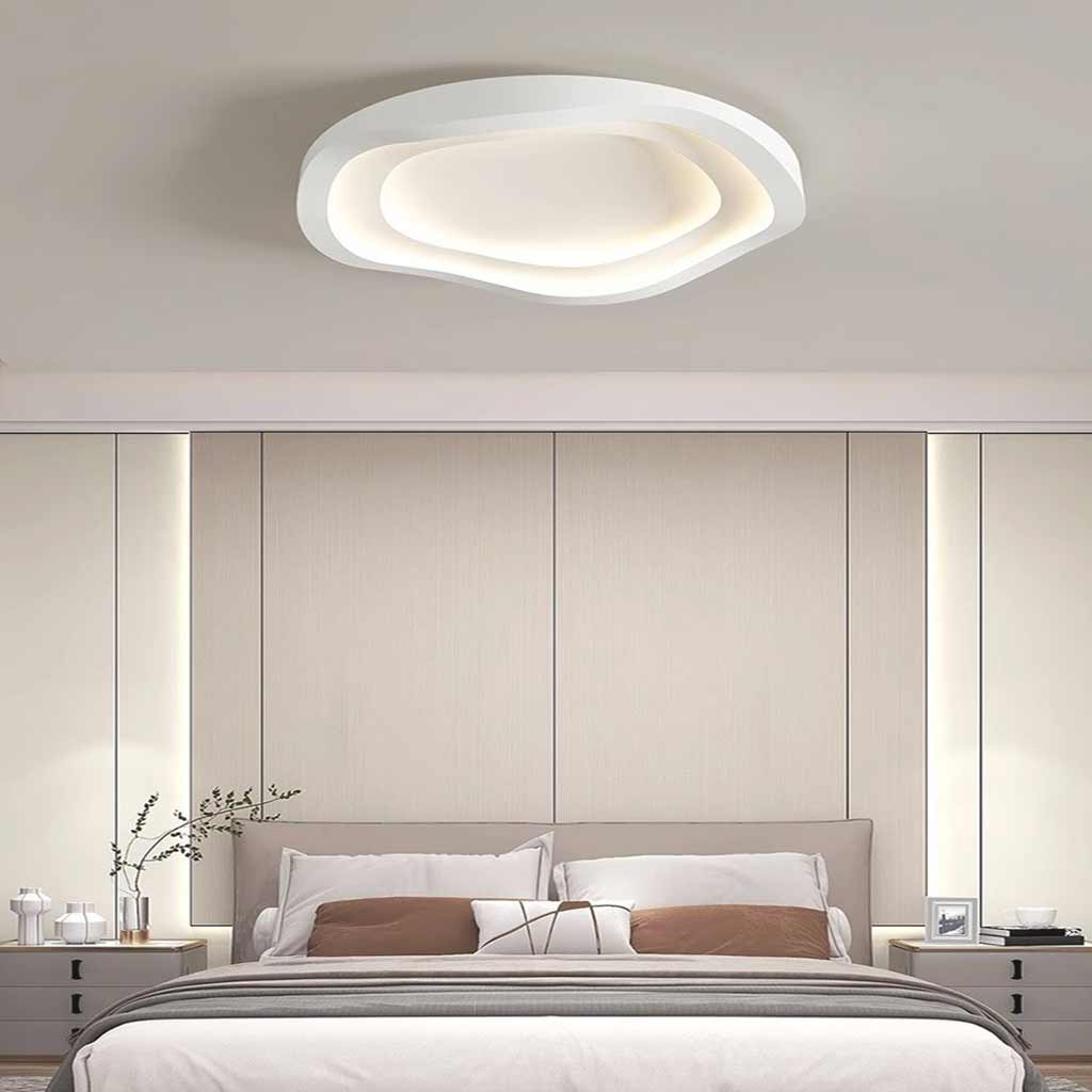 Flush Mount Ceiling Light Minimalist Wave LED Dimmable, White