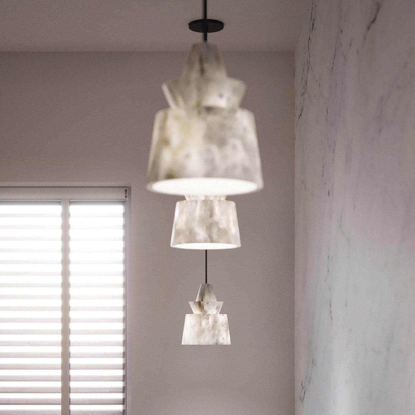 White Alabaster Pendant Light Fixture