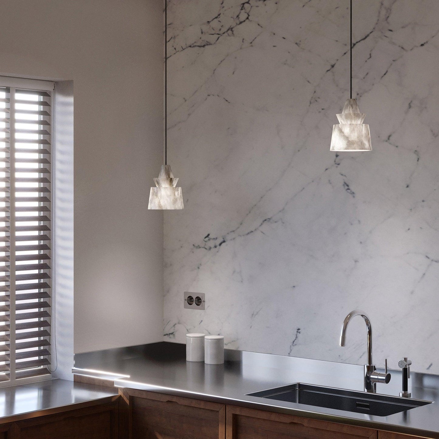 White Alabaster Pendant Light Fixture