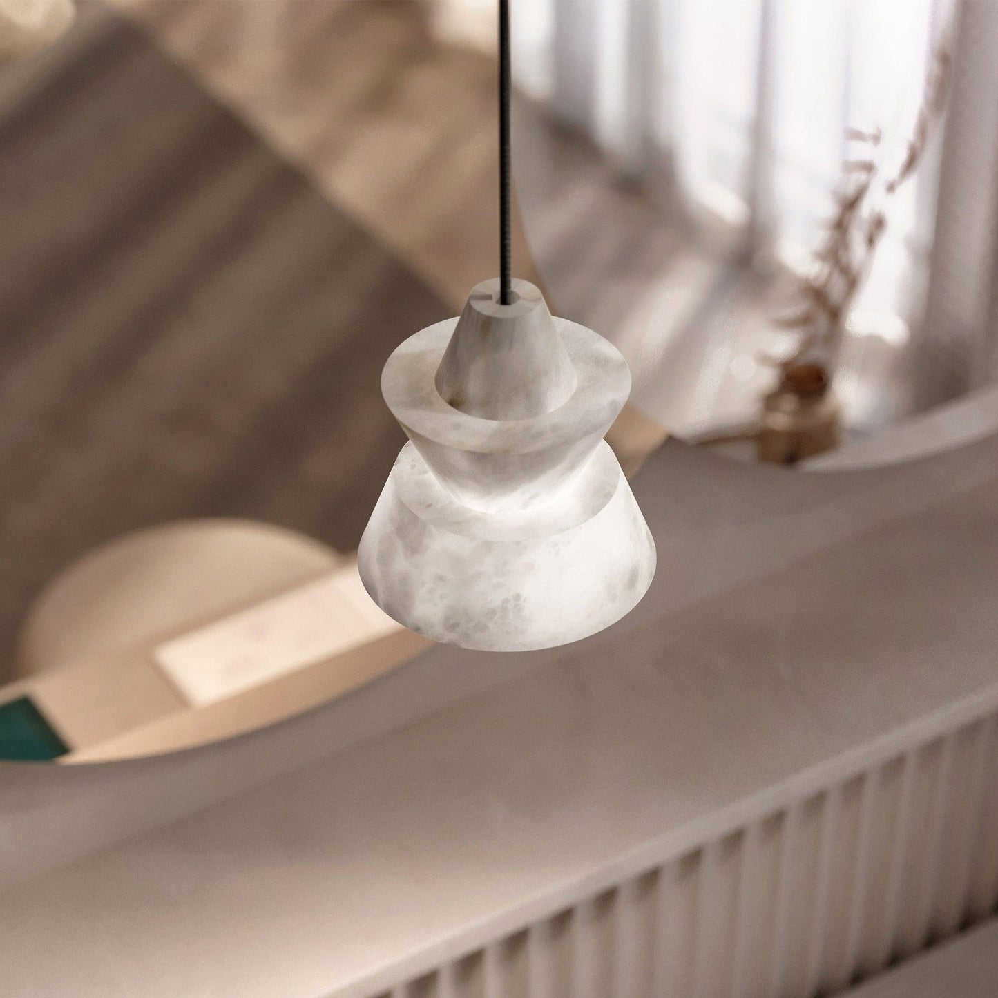 White Alabaster Pendant Light Fixture