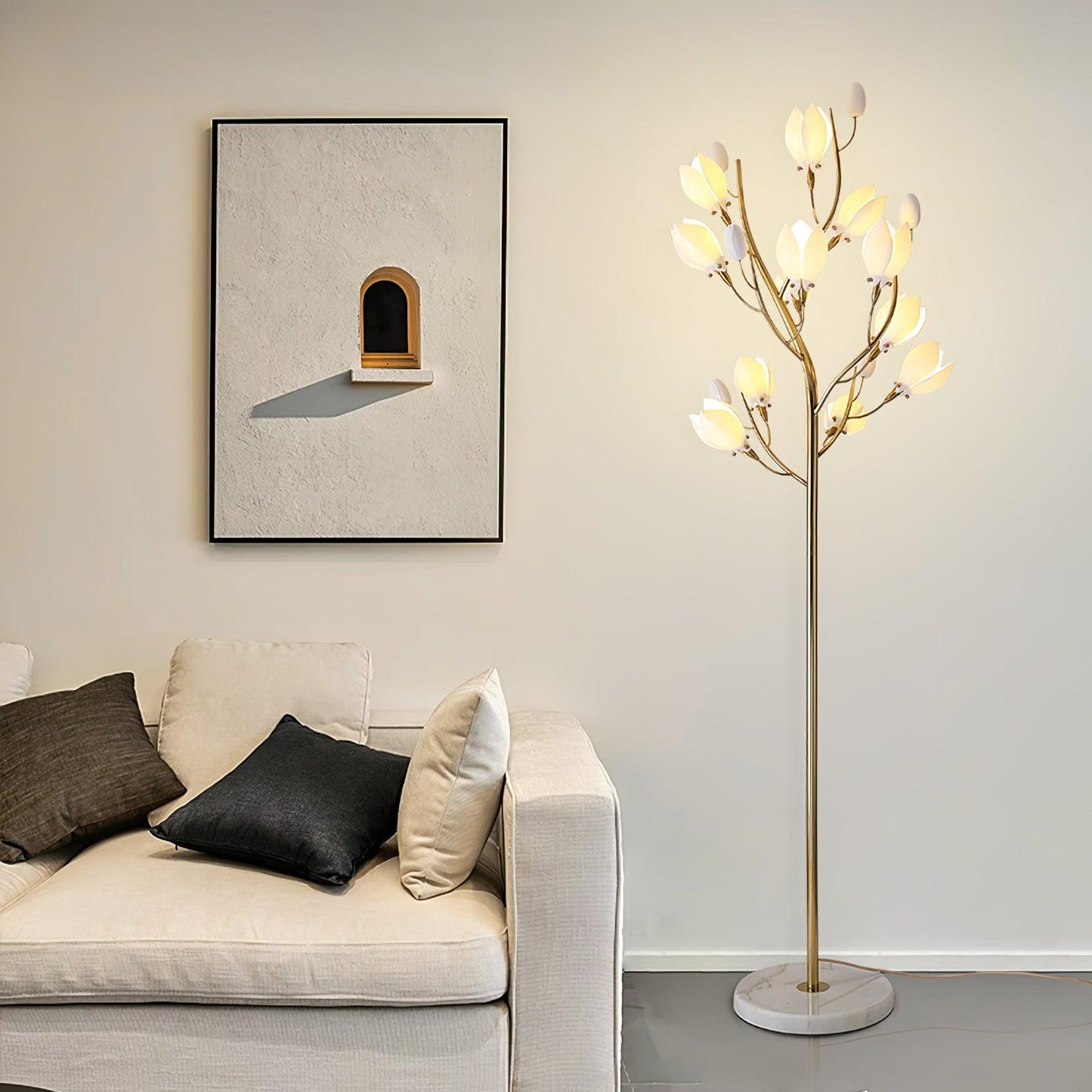 Porcelain Magnolia Elegant Floor Lamp