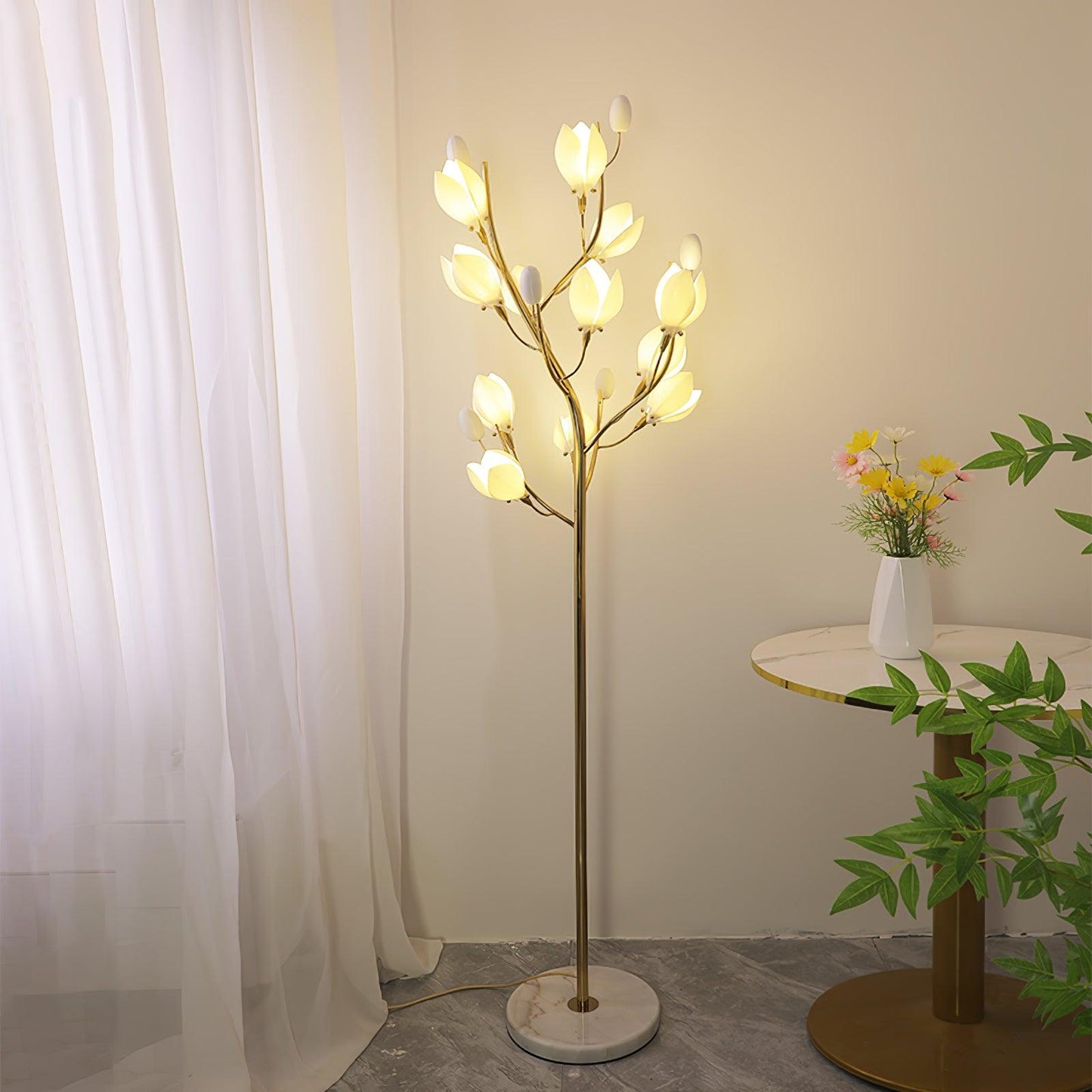 Porcelain Magnolia Elegant Floor Lamp