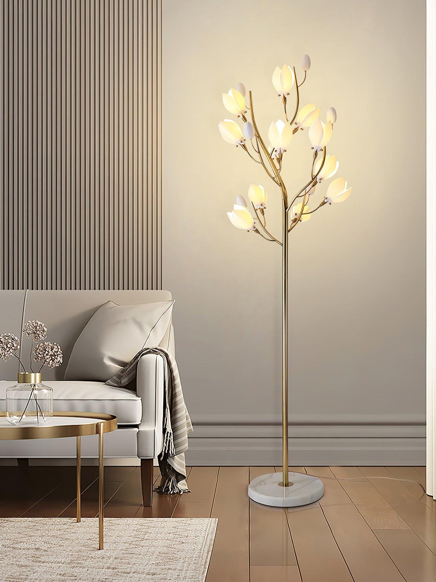 Porcelain Magnolia Elegant Floor Lamp