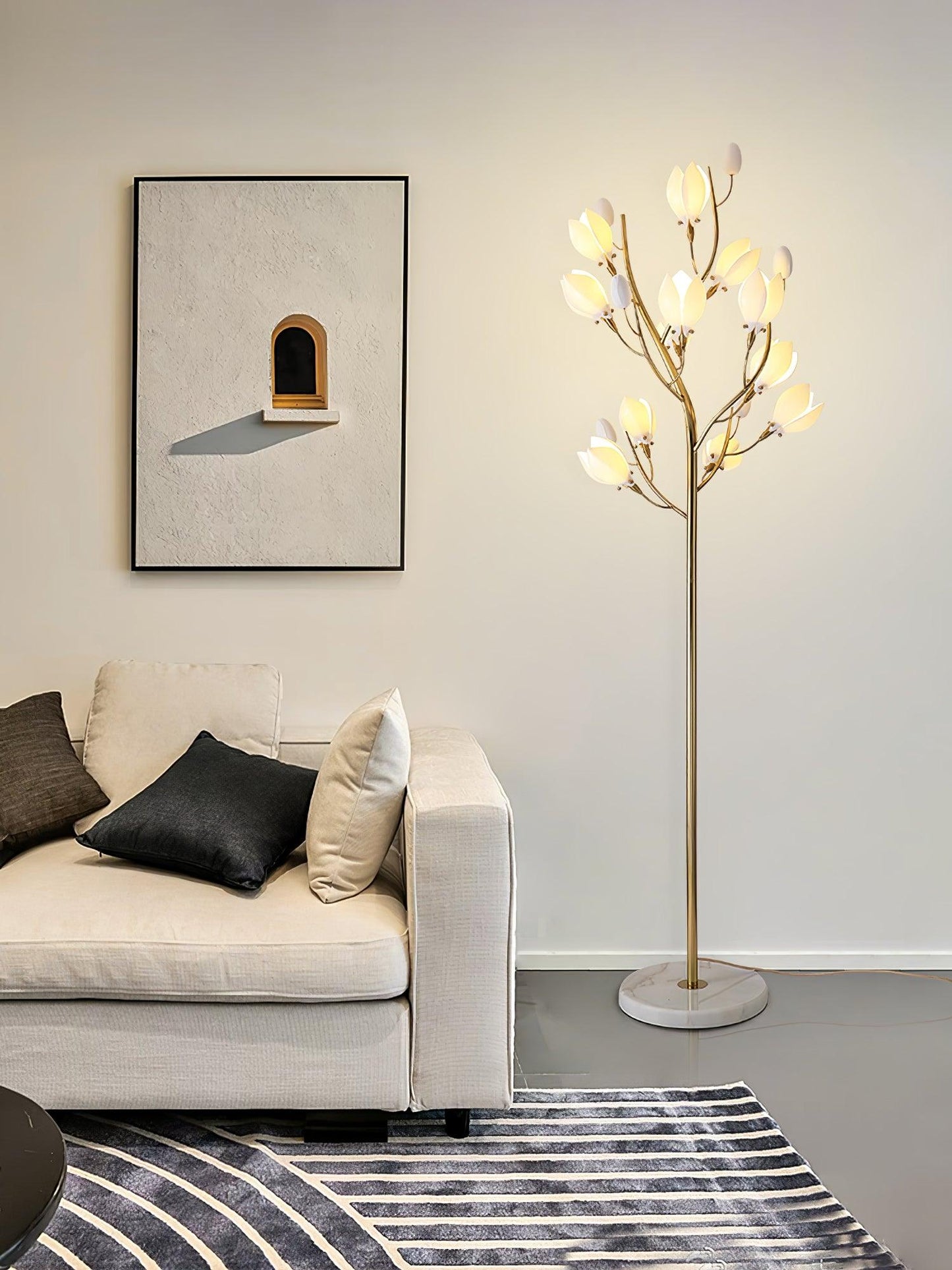 Porcelain Magnolia Elegant Floor Lamp