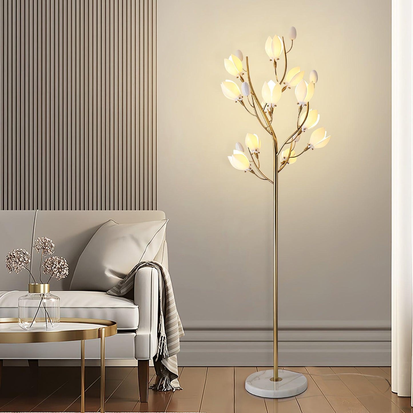 Porcelain Magnolia Elegant Floor Lamp
