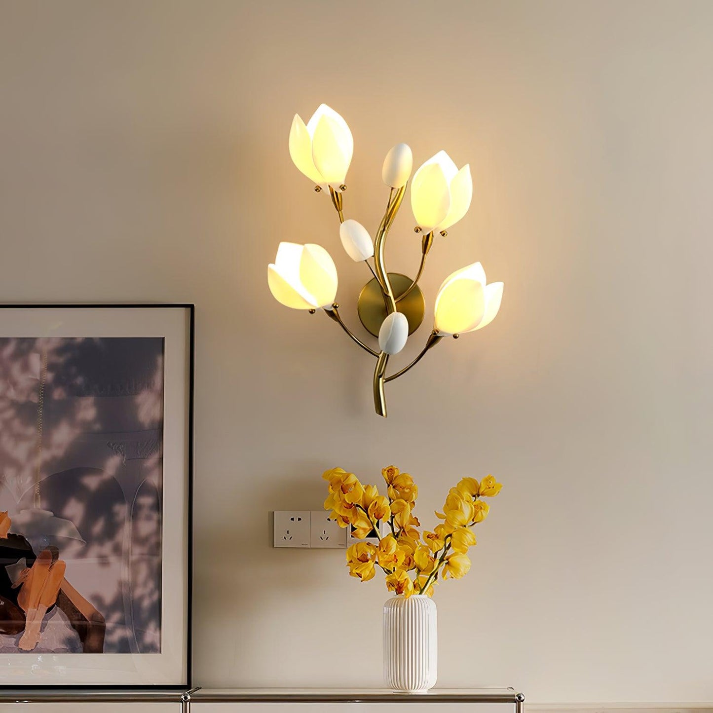Porcelain Magnolia Decorative Wall Lamp