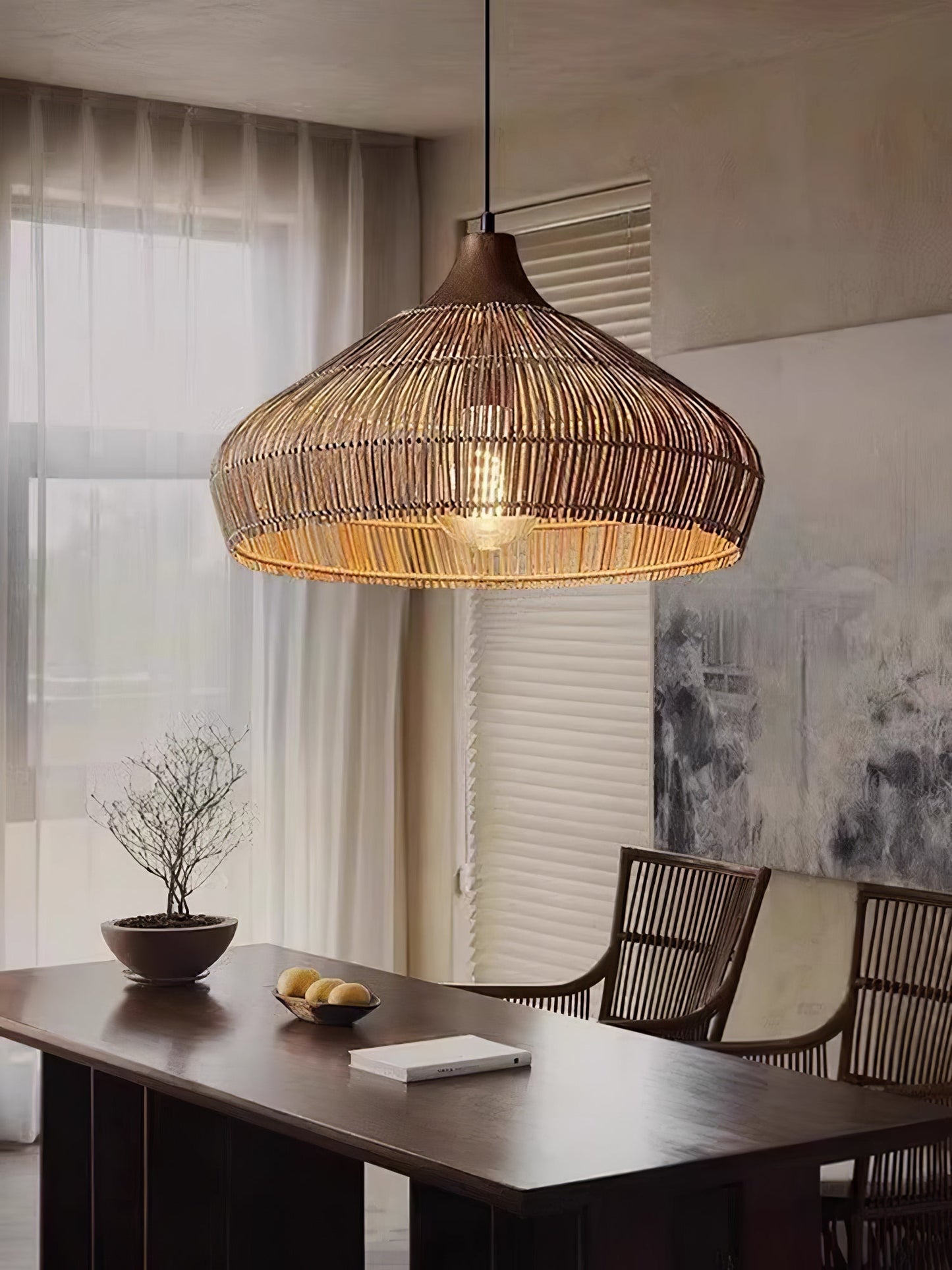 Wicker Rattan Pendant Light Fixture