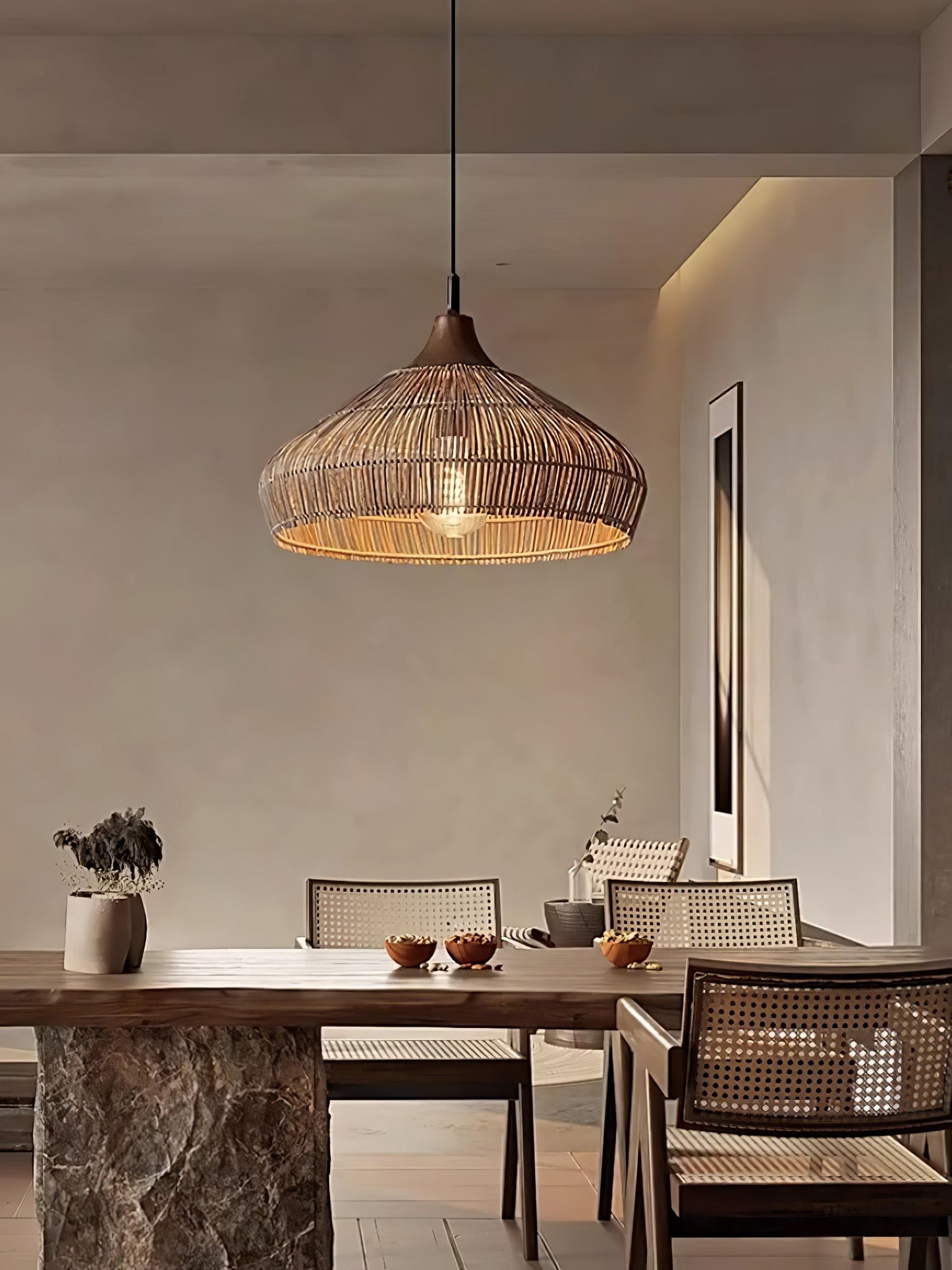 Wicker Rattan Pendant Light Fixture