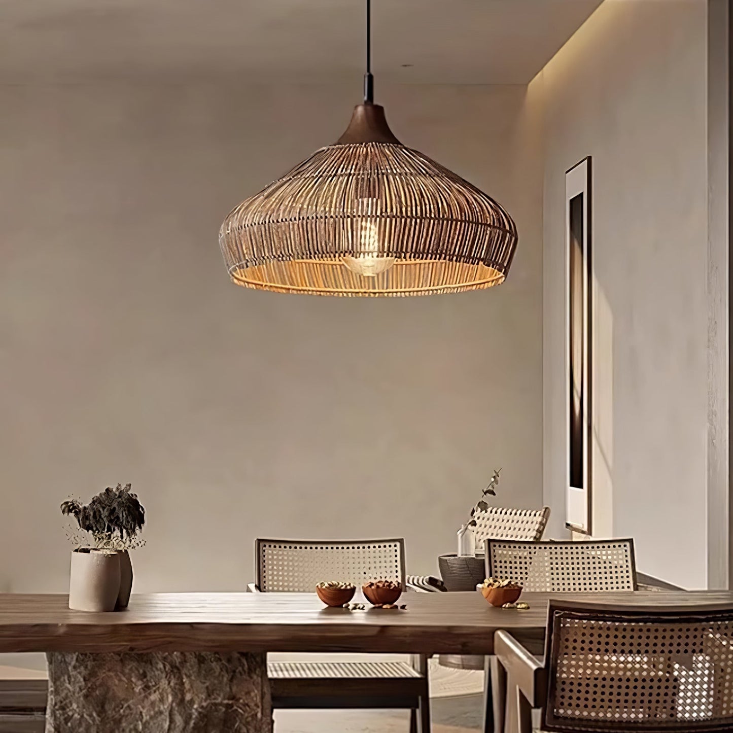 Wicker Rattan Pendant Light Fixture