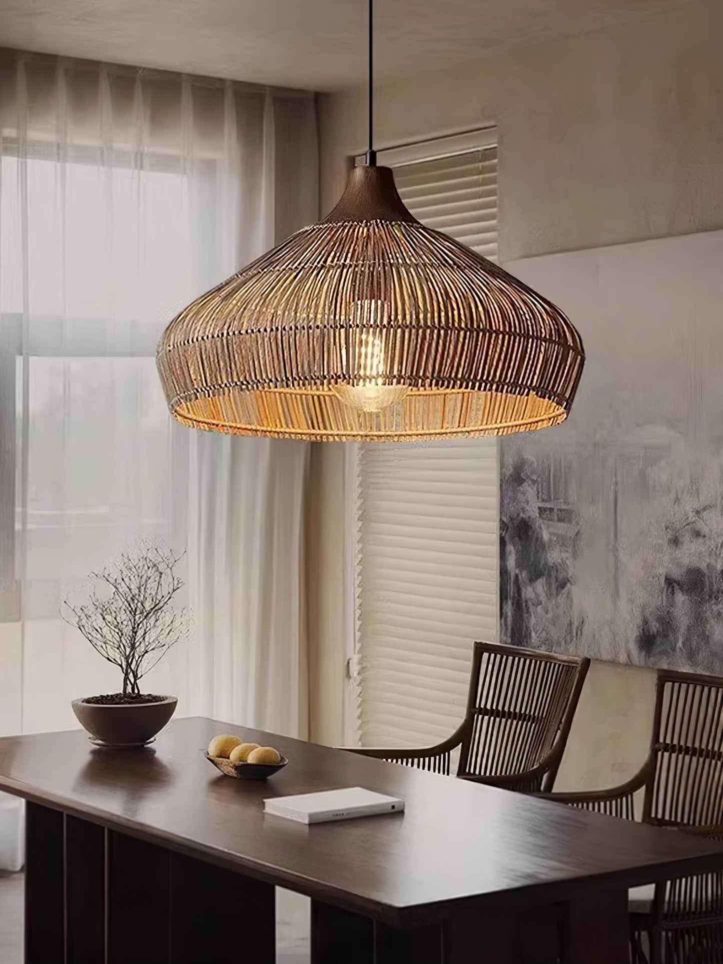 Wicker Rattan Pendant Light Fixture