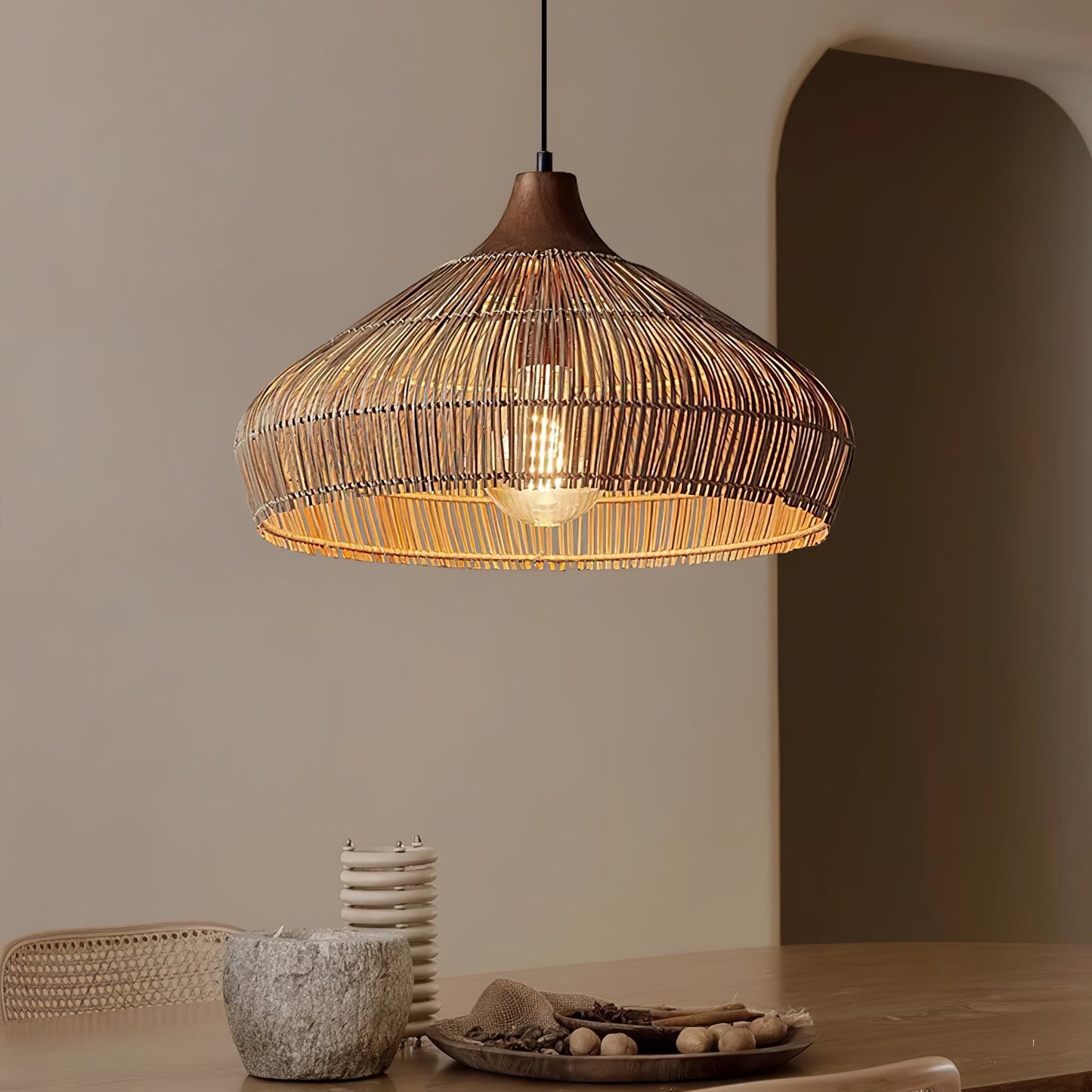 Wicker Rattan Pendant Light Fixture