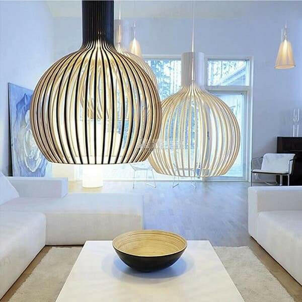 Bee - Wide Wood Birdcage Pendant Light Shade