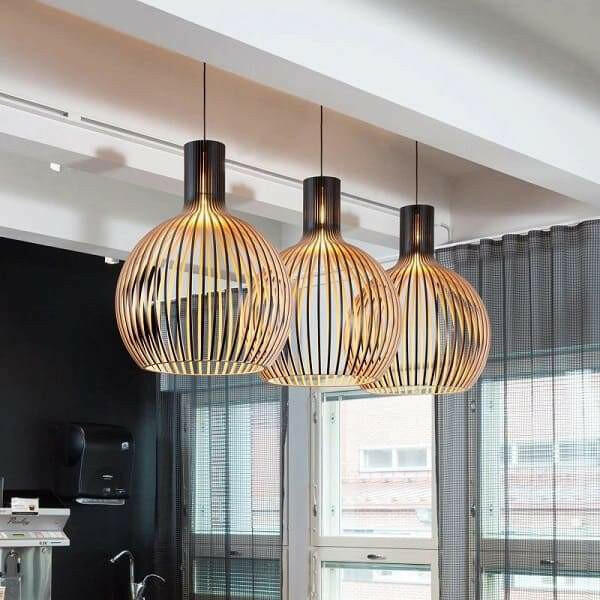Bee - Wide Wood Birdcage Pendant Light Shade