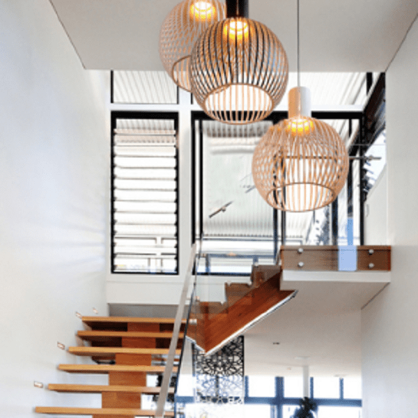 Bee - Wide Wood Birdcage Pendant Light Shade