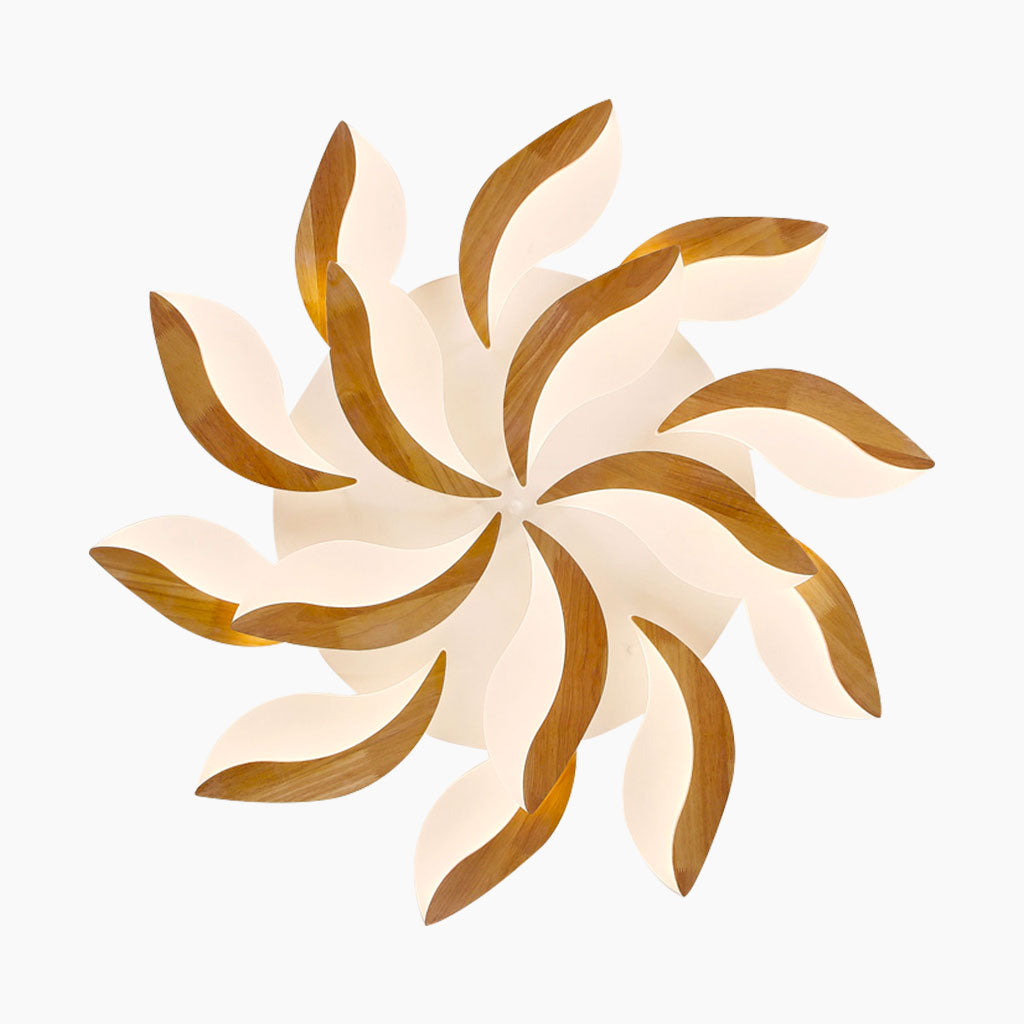 Ceiling Light Flower Petal Flush Mount, Wood & Acrylic