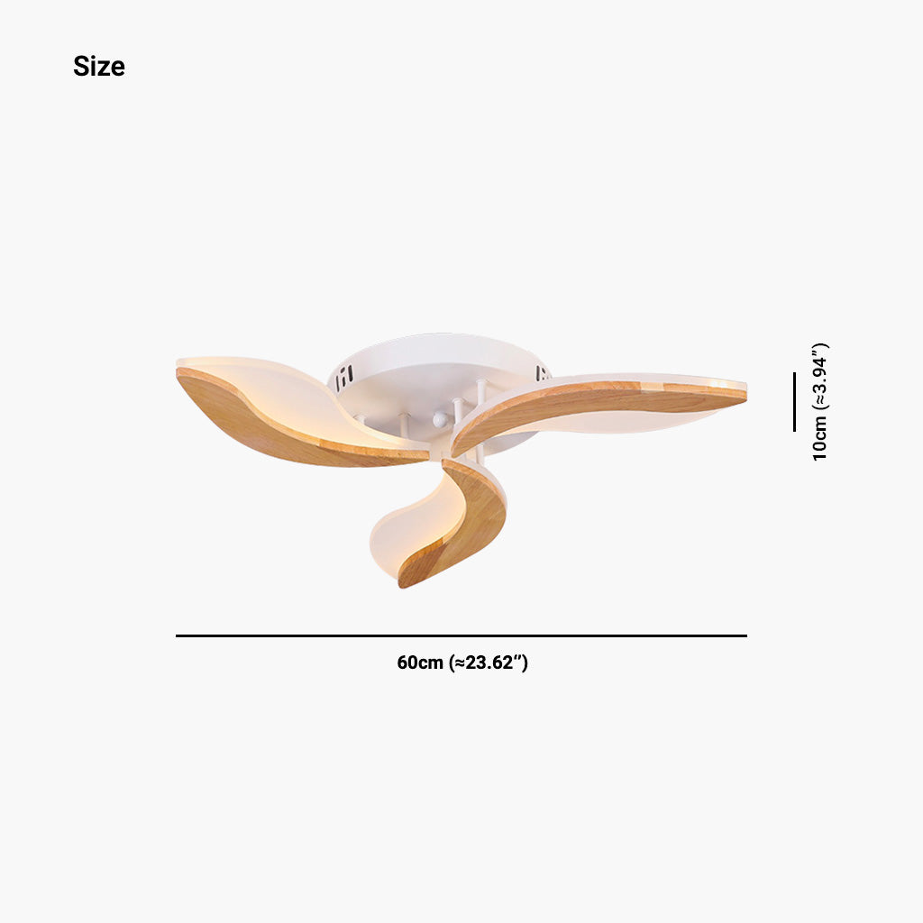 Ceiling Light Flower Petal Flush Mount, Wood & Acrylic