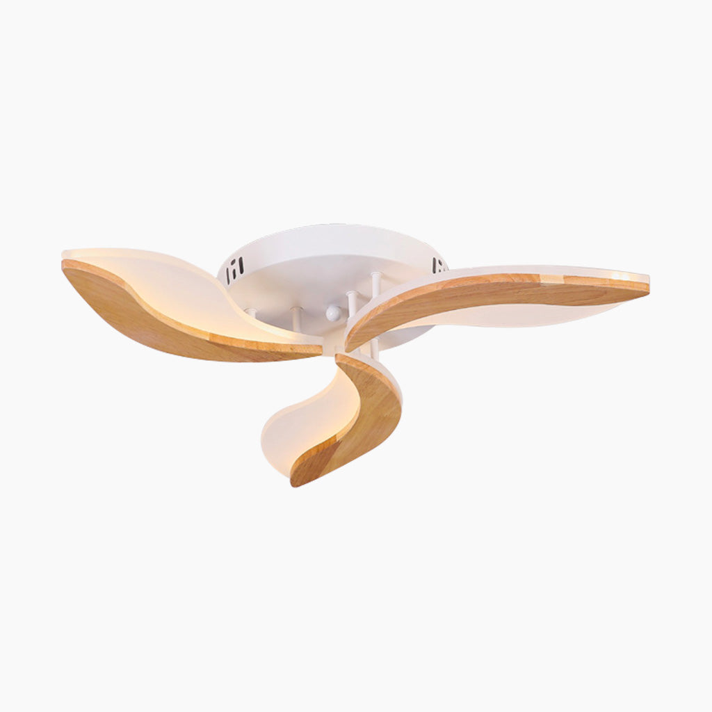 Ceiling Light Flower Petal Flush Mount, Wood & Acrylic