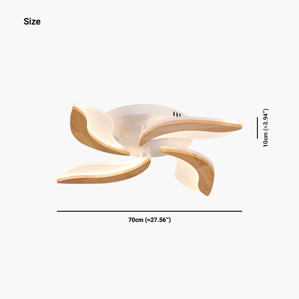 Ceiling Light Flower Petal Flush Mount, Wood & Acrylic