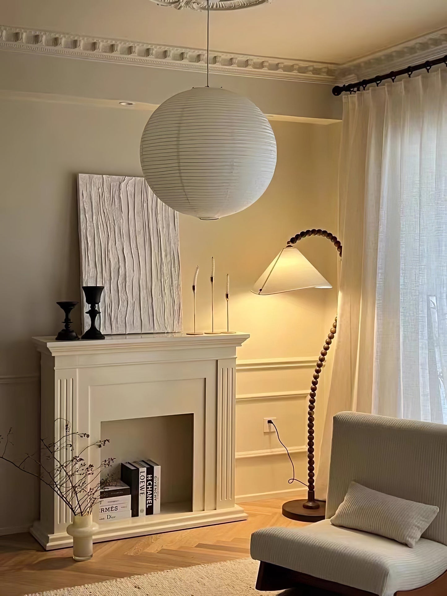 Wooden Bead Floor Lamp Decor