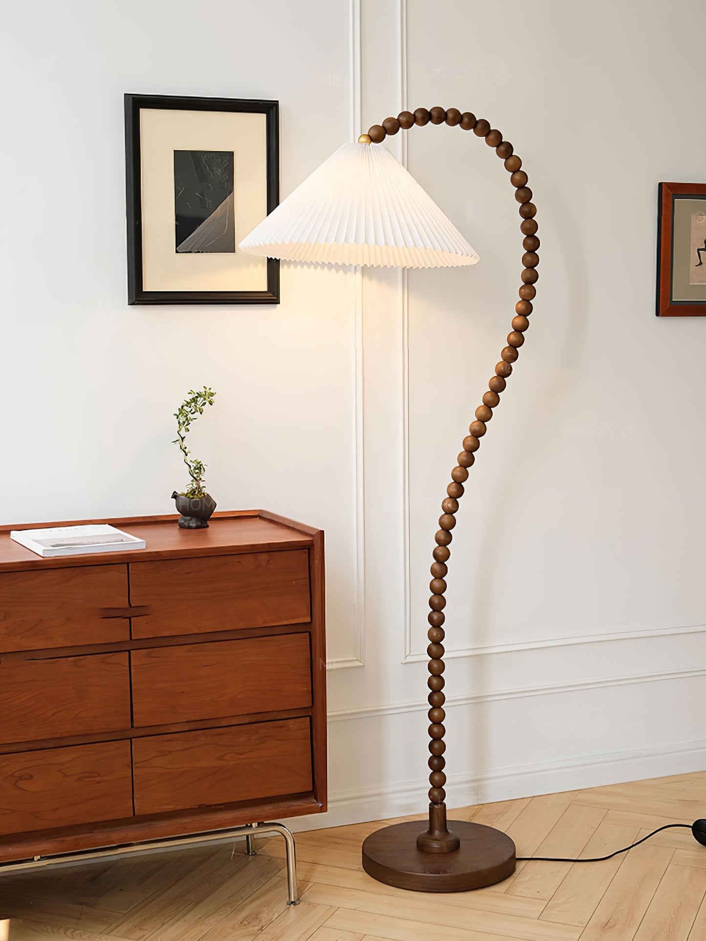 Wooden Bead Floor Lamp Decor