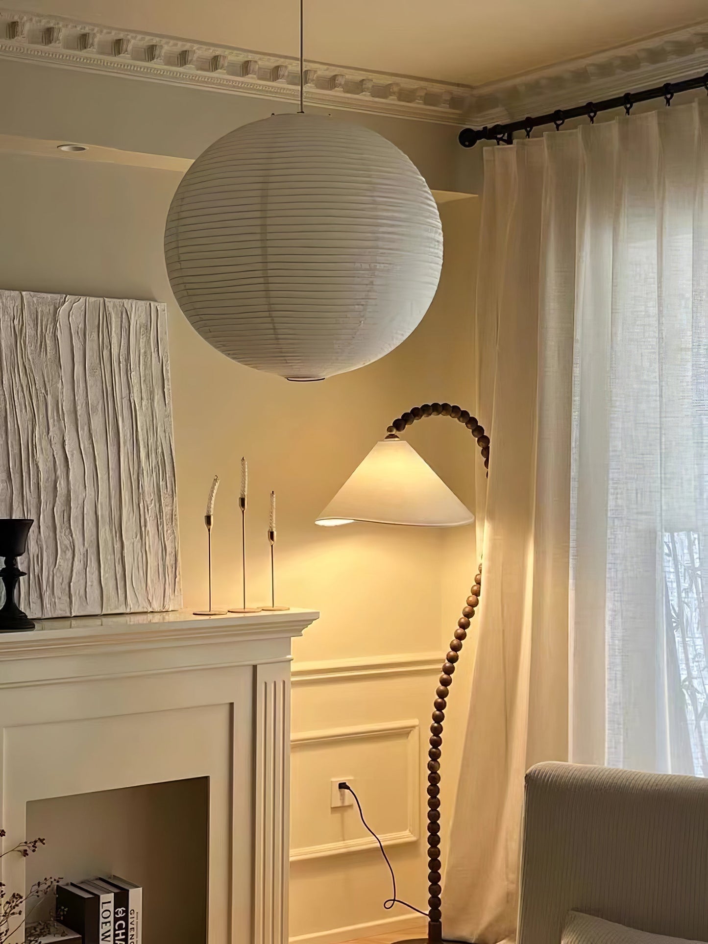 Wooden Bead Floor Lamp Decor