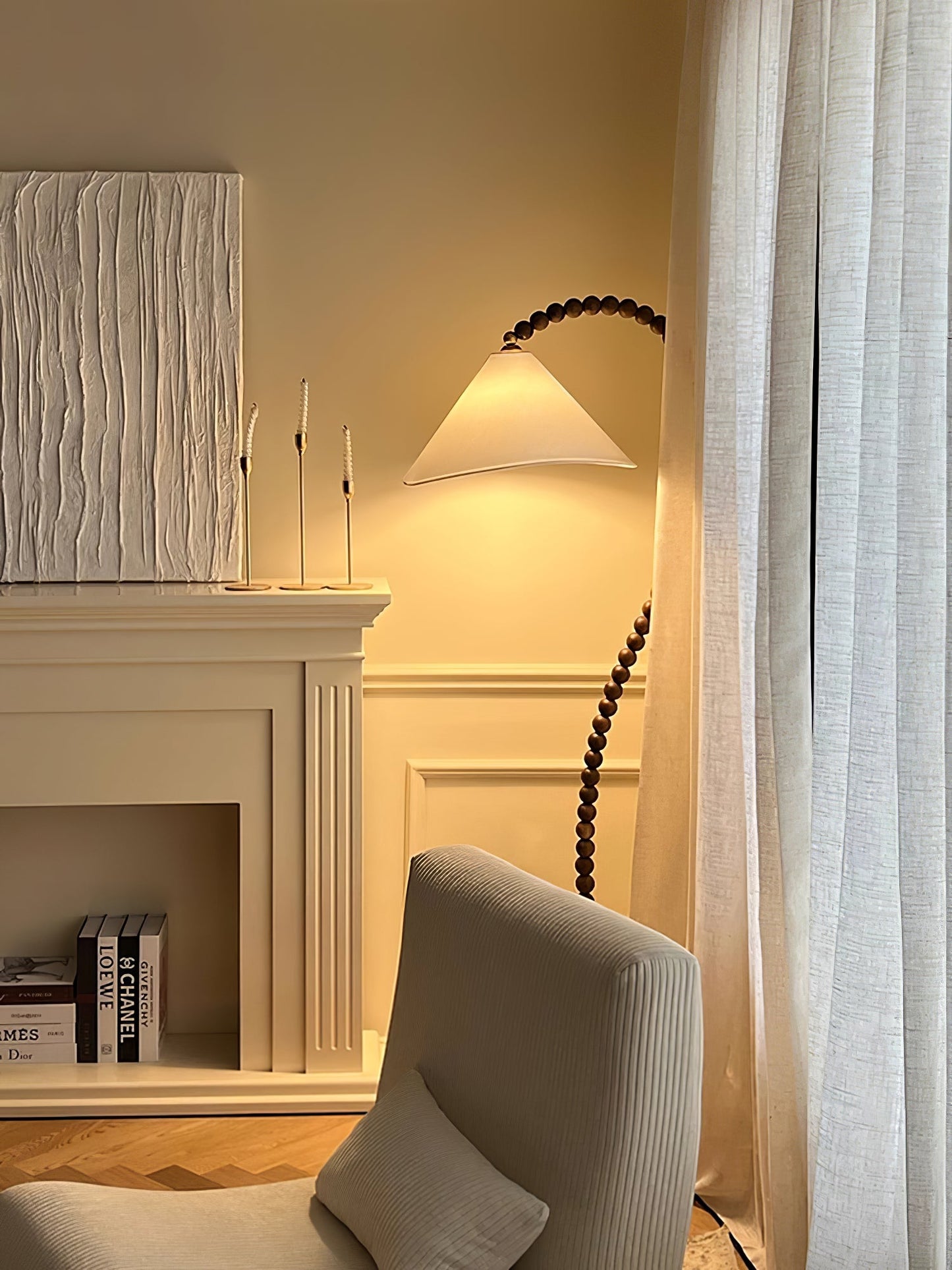 Wooden Bead Floor Lamp Decor