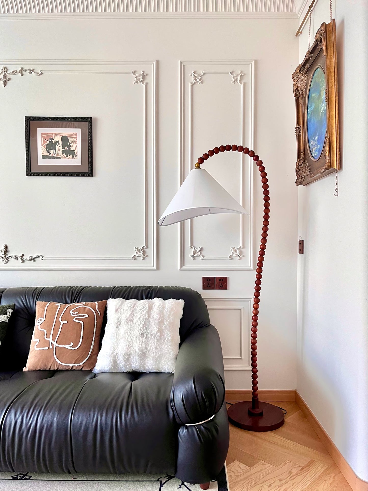 Wooden Bead Floor Lamp Decor