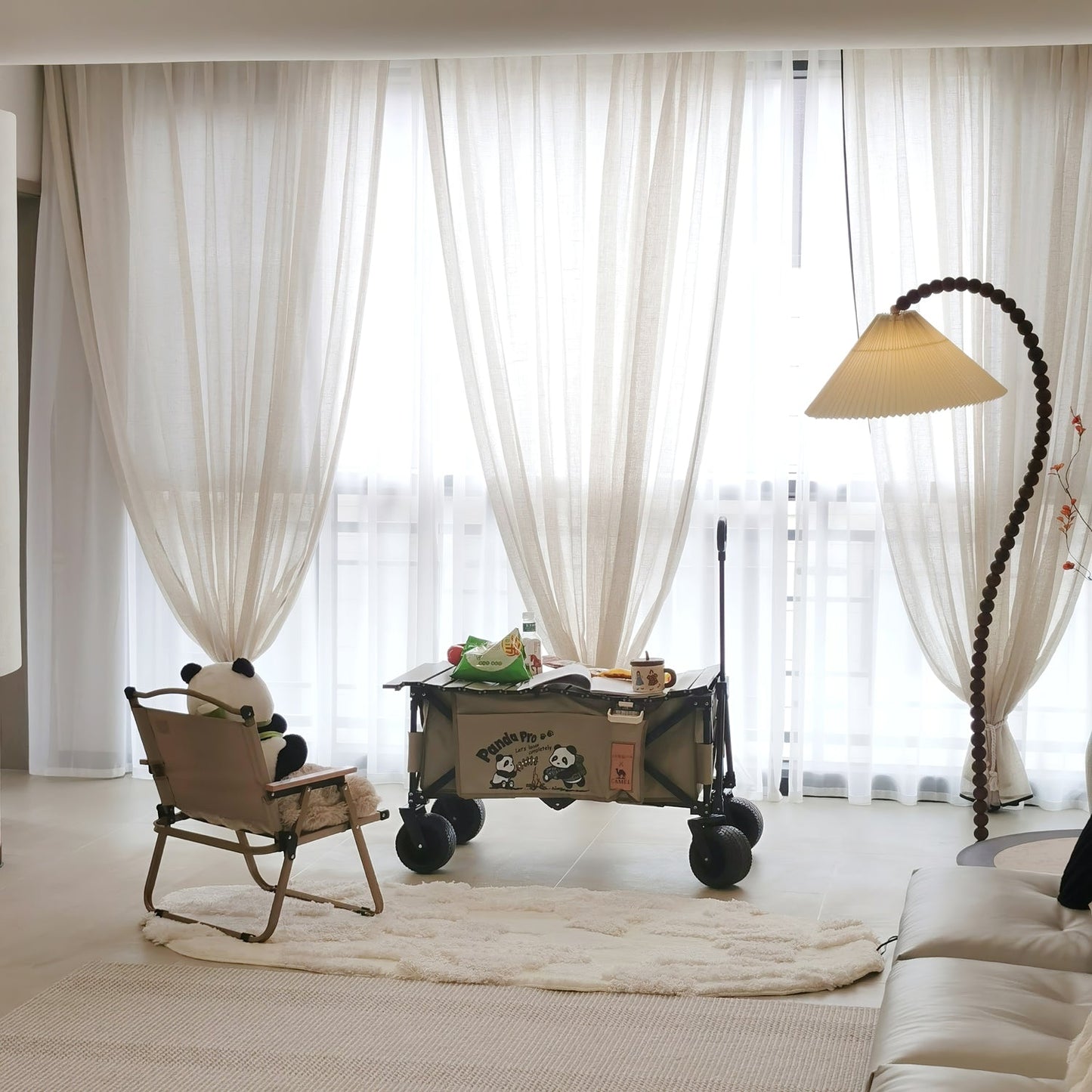 Wooden Bead Floor Lamp Decor