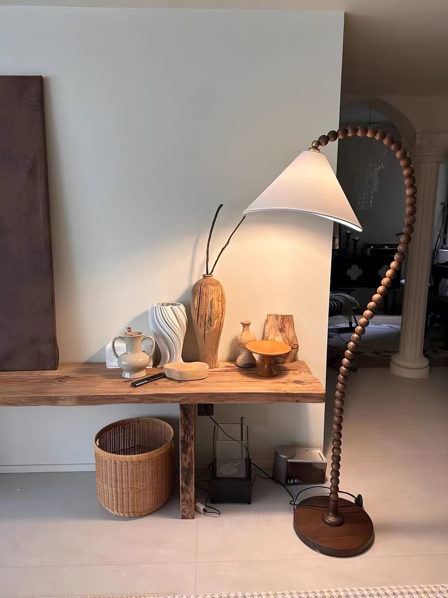 Wooden Bead Floor Lamp Decor