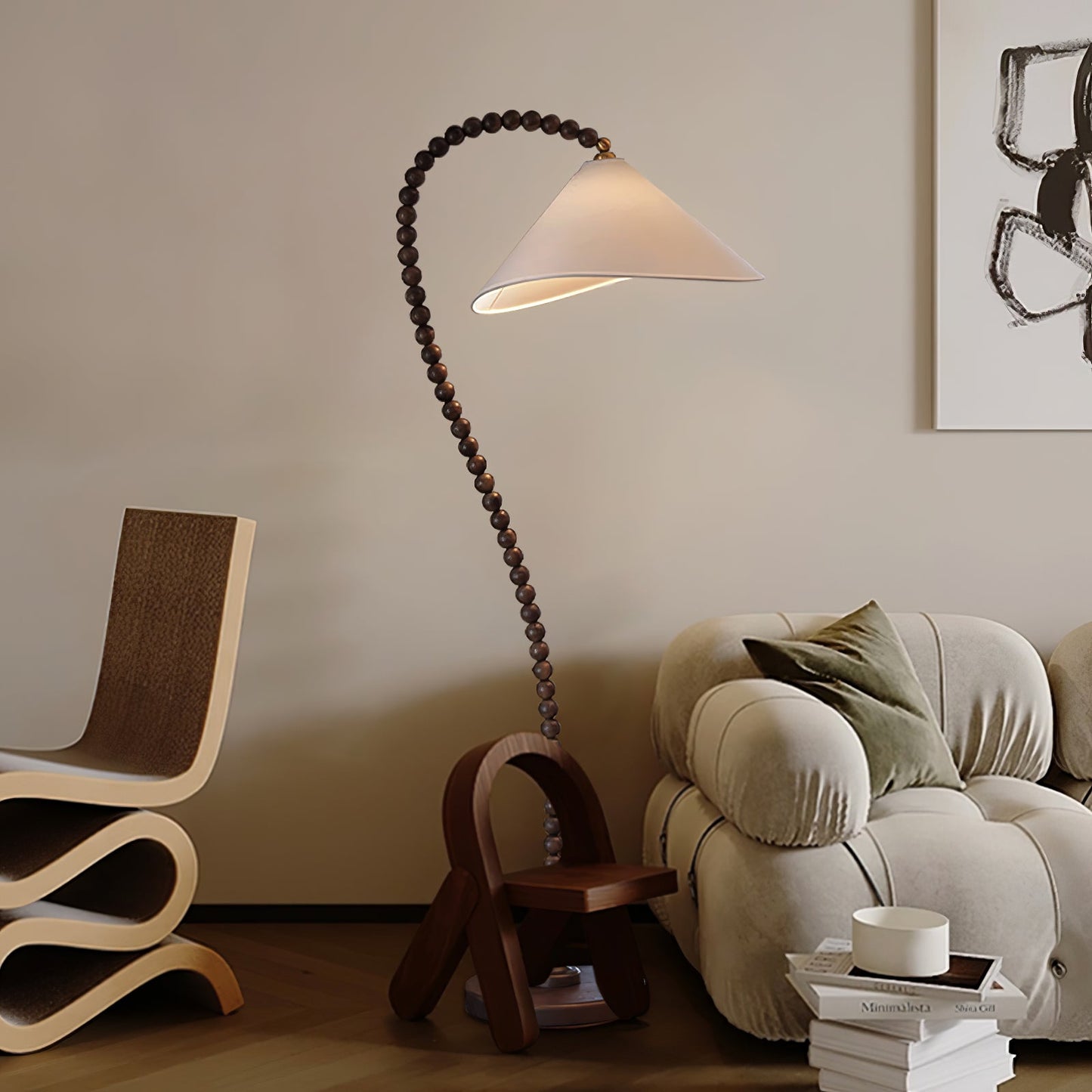Wooden Bead Floor Lamp Decor