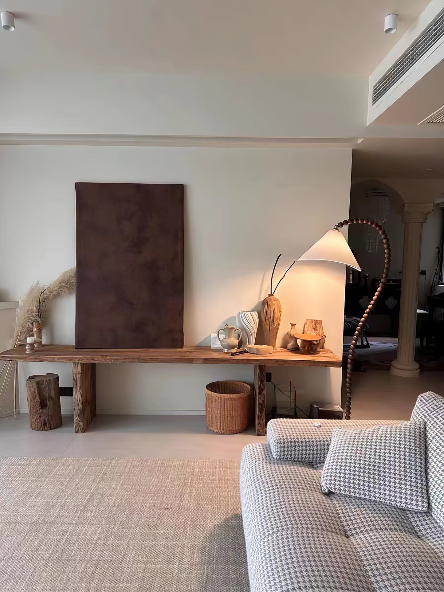 Wooden Bead Floor Lamp Decor