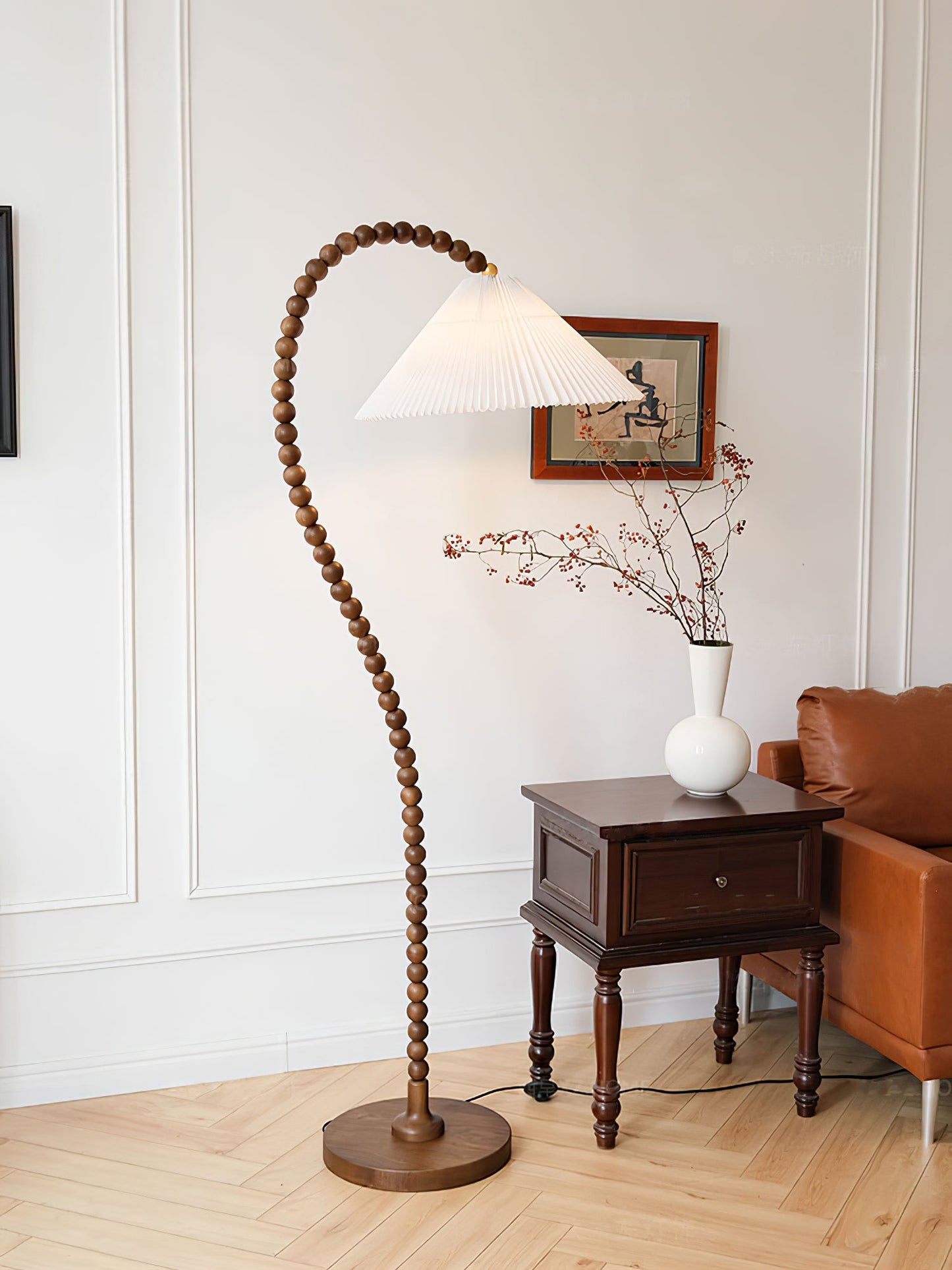 Wooden Bead Floor Lamp Decor