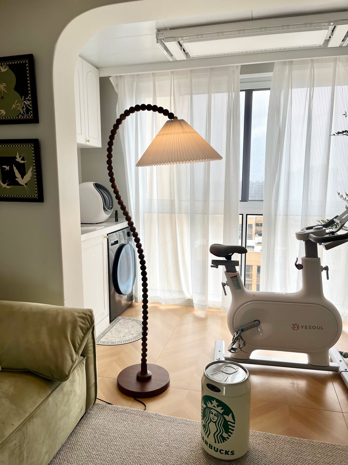 Wooden Bead Floor Lamp Decor