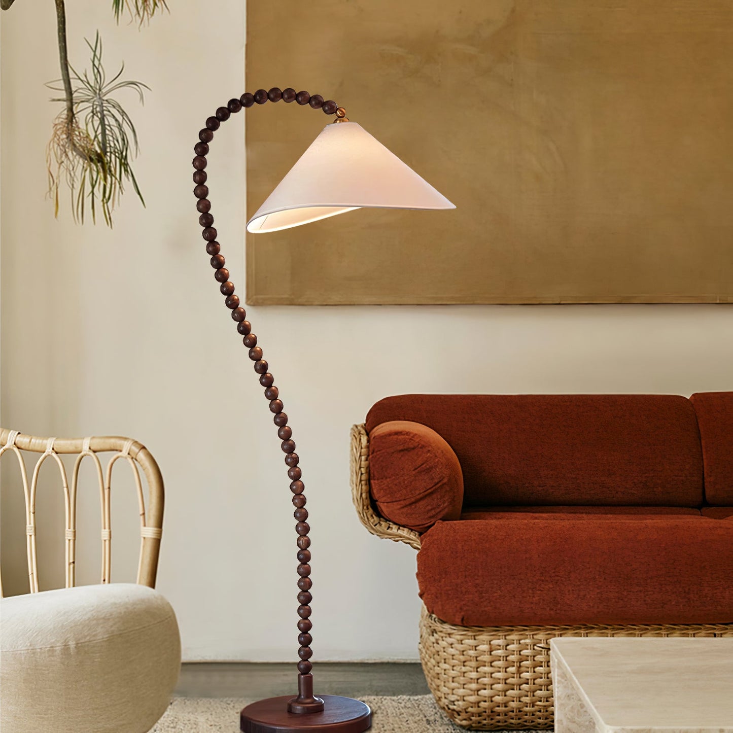 Wooden Bead Floor Lamp Decor