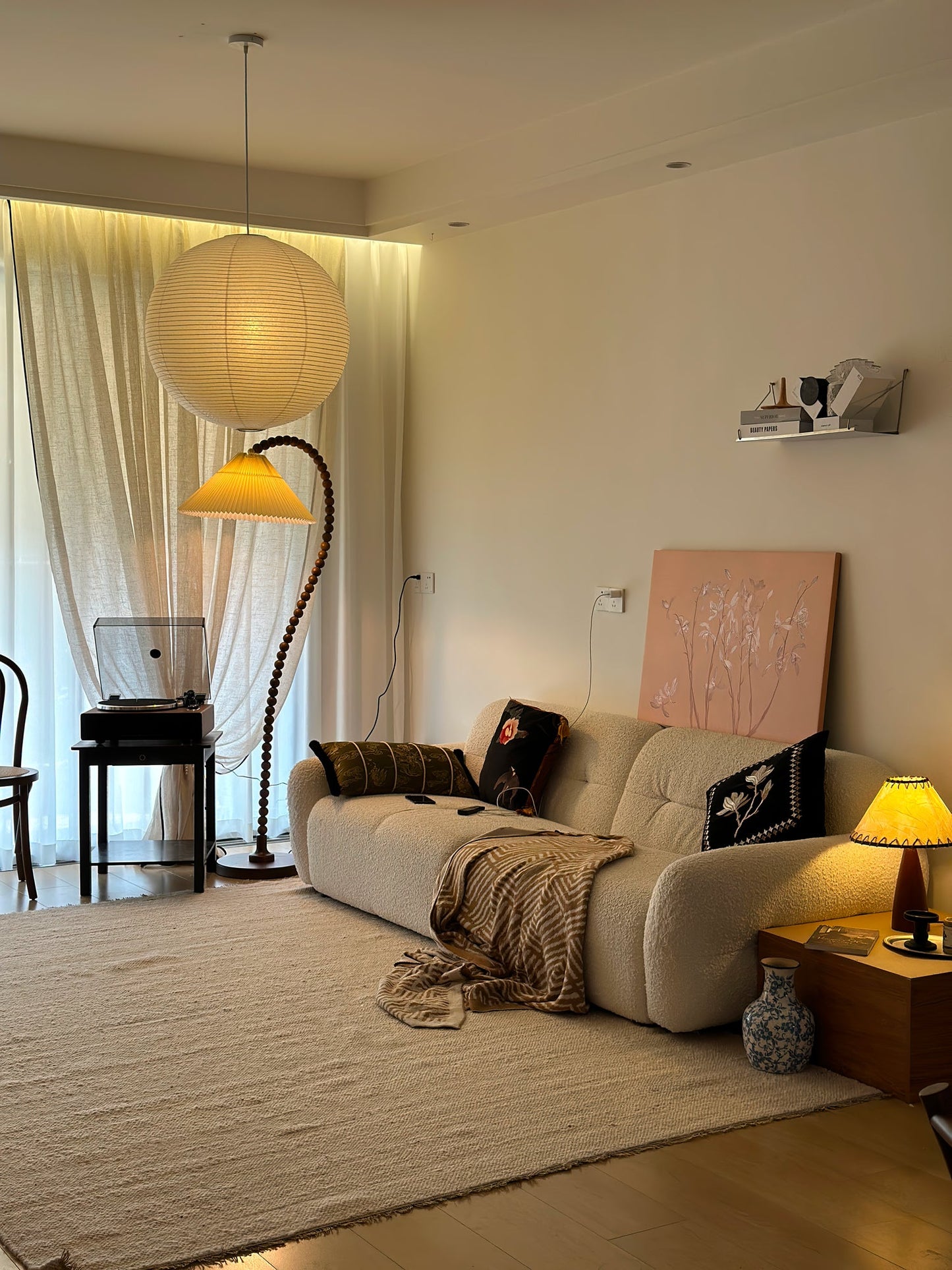 Wooden Bead Floor Lamp Decor