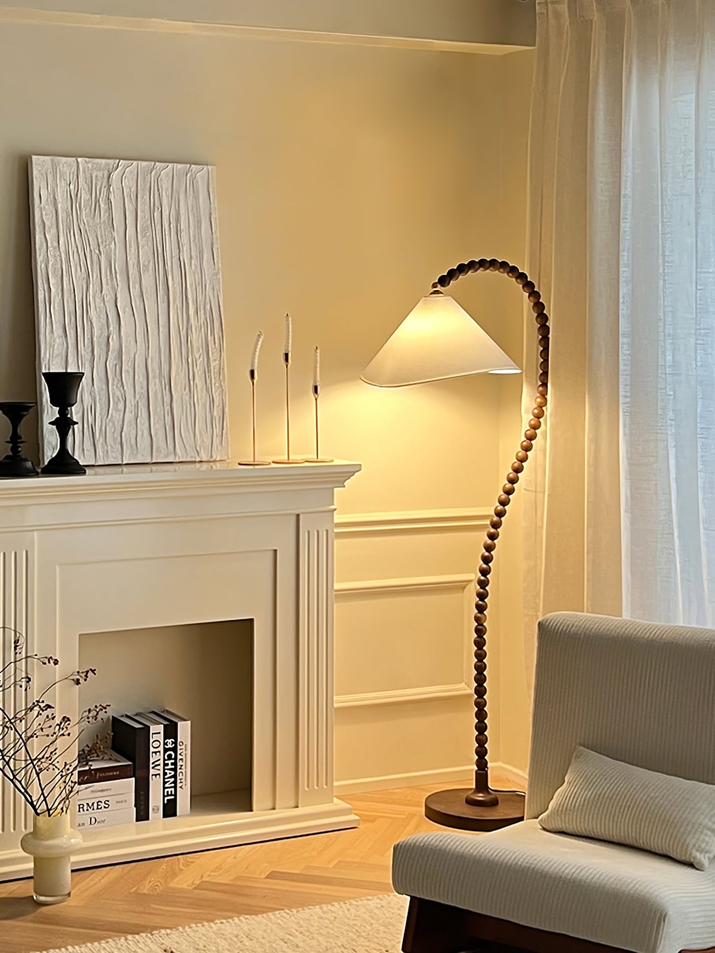 Wooden Bead Floor Lamp Decor